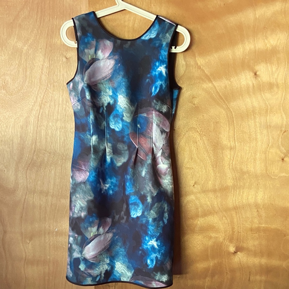 White House Black Market Blue and Purple Floral Dress